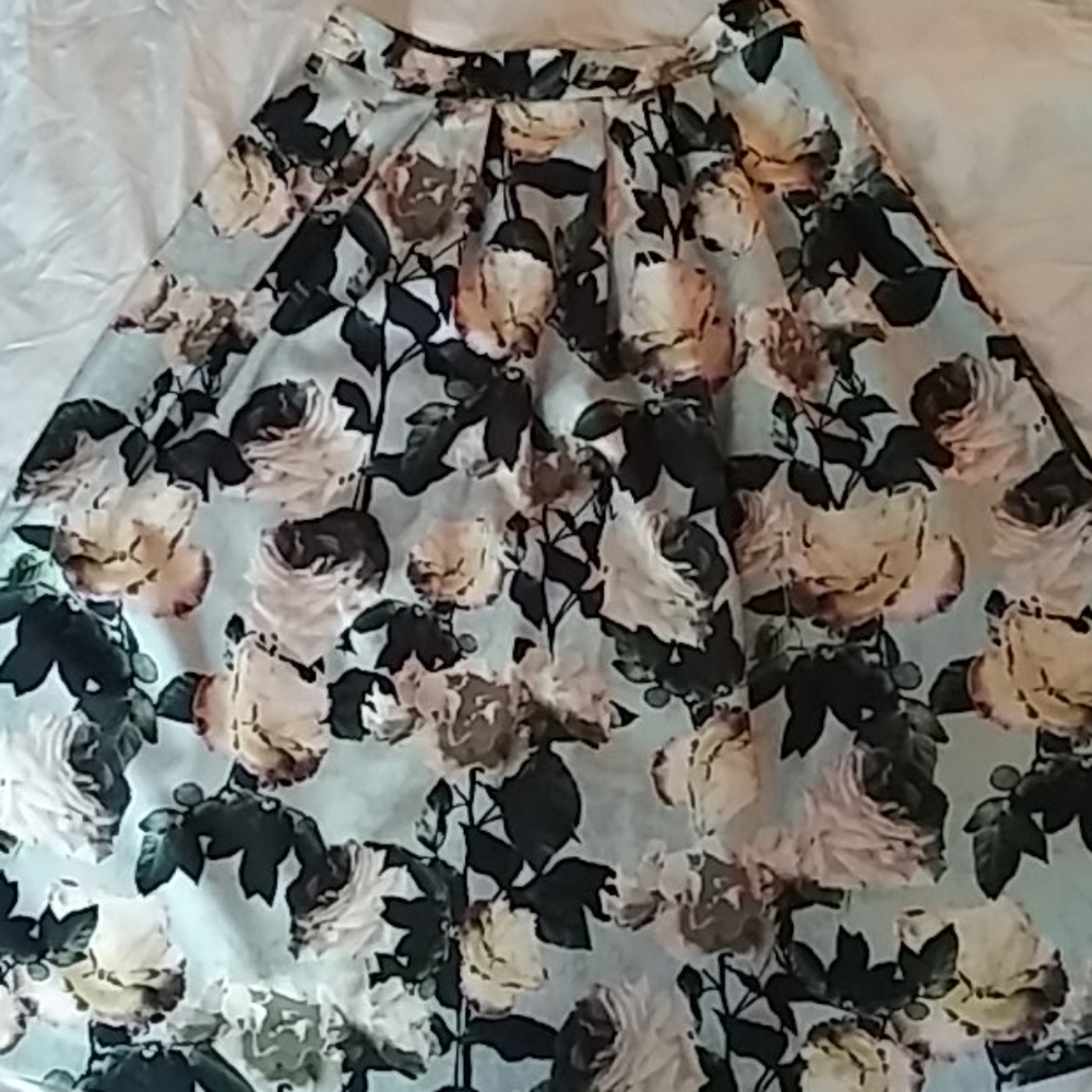 Mint green floral skirt
